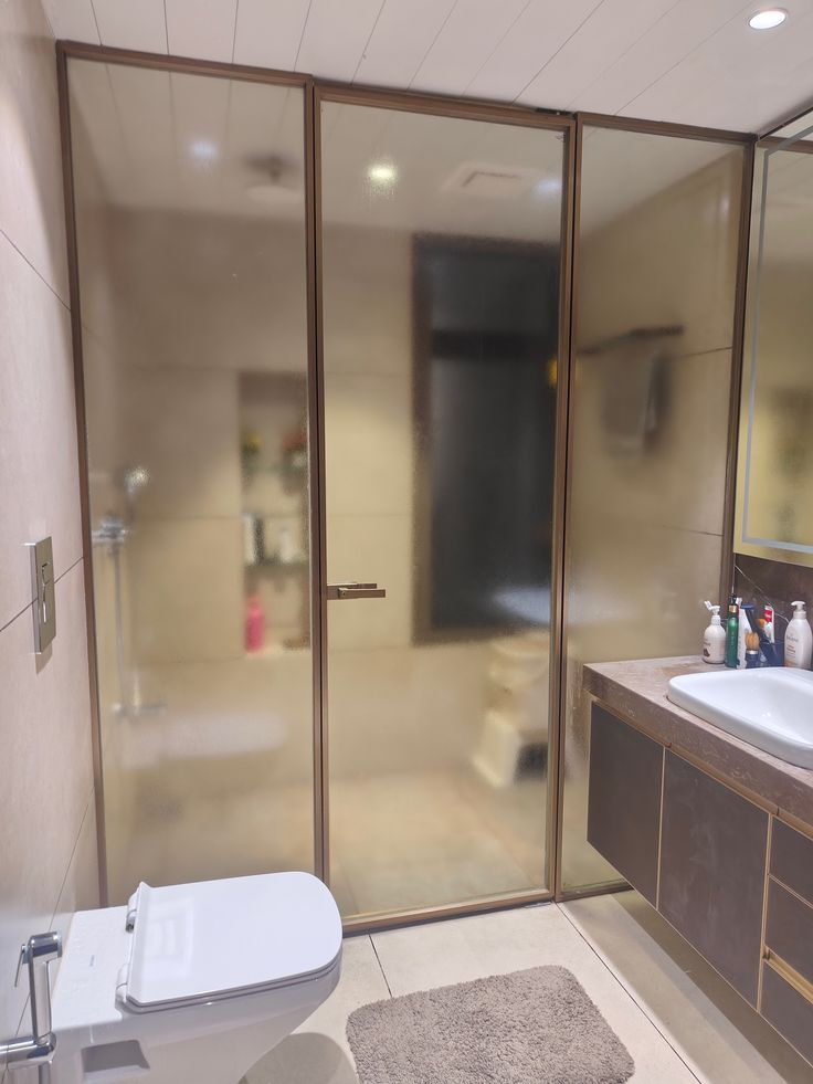 Anodized Bronze Frosted Glass Partition