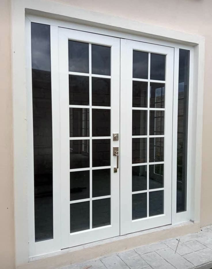 White UPVC Patio French Doors with Sidelights