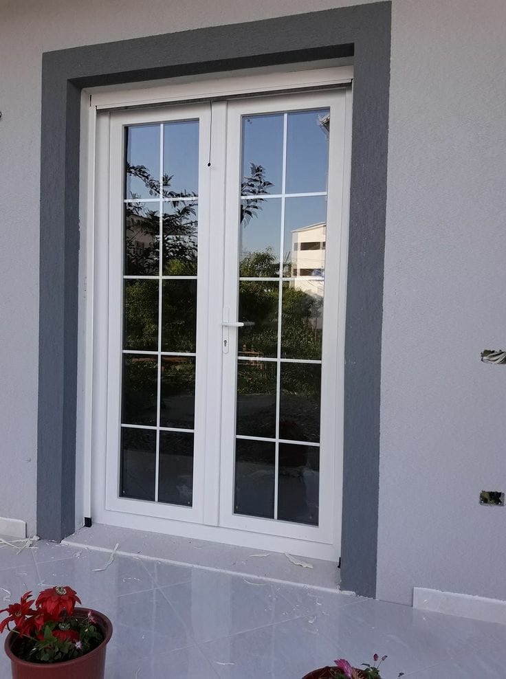 Contemporary White UPVC French Patio Doors