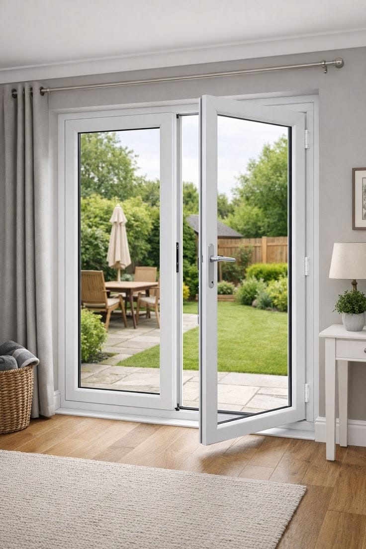 White UPVC Garden View Patio Door System
